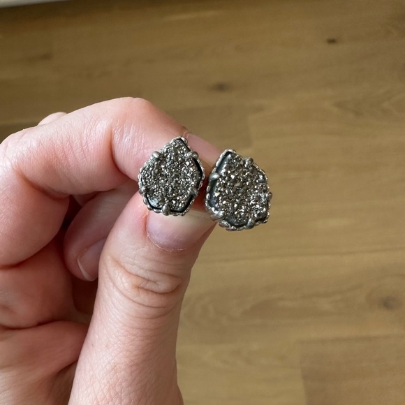 Kendra Scott Tessa Drusy Earrings Platinum Silver Stud Earrings Jewel Small Nice - Picture 2 of 11